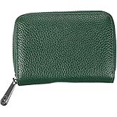 uxcell Leather Credit Card Holder, 20 Slots Small Accordion Zipper Wallet for Women and Men RFID Blocking Secure Organizer with Zipper, MultiFunctional Wallet for ID & Cards (Green)