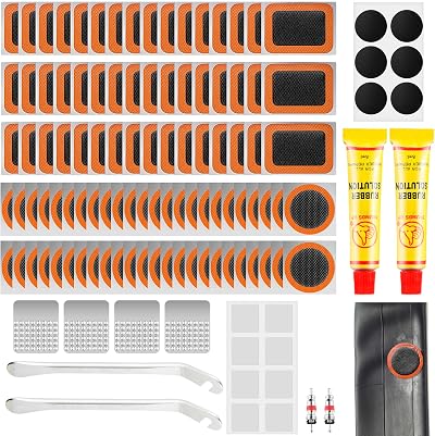 Bohoray 120Pcs Bike Puncture Repair Kit Self-Adhesive Patches Tyre Patches