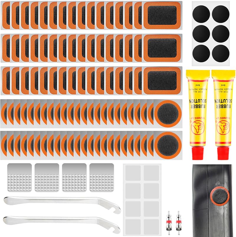 Bohoray 120Pcs Bike Puncture Repair Kit Self-Adhesive Patches Tyre Patches