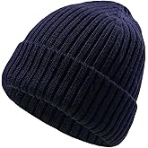 ACTLATI Kids Merino Wool Beanie Hat Winter Boys Girls Ribbed Knit Beanies Caps Unisex Cuffed Skull Caps 7-14 Years