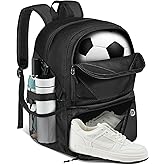 YHXONEOK Soccer Bag,Backpack with Ball & Shoe Compartment for Basketball Volleyball Football, Water Resistant Sports Backpack