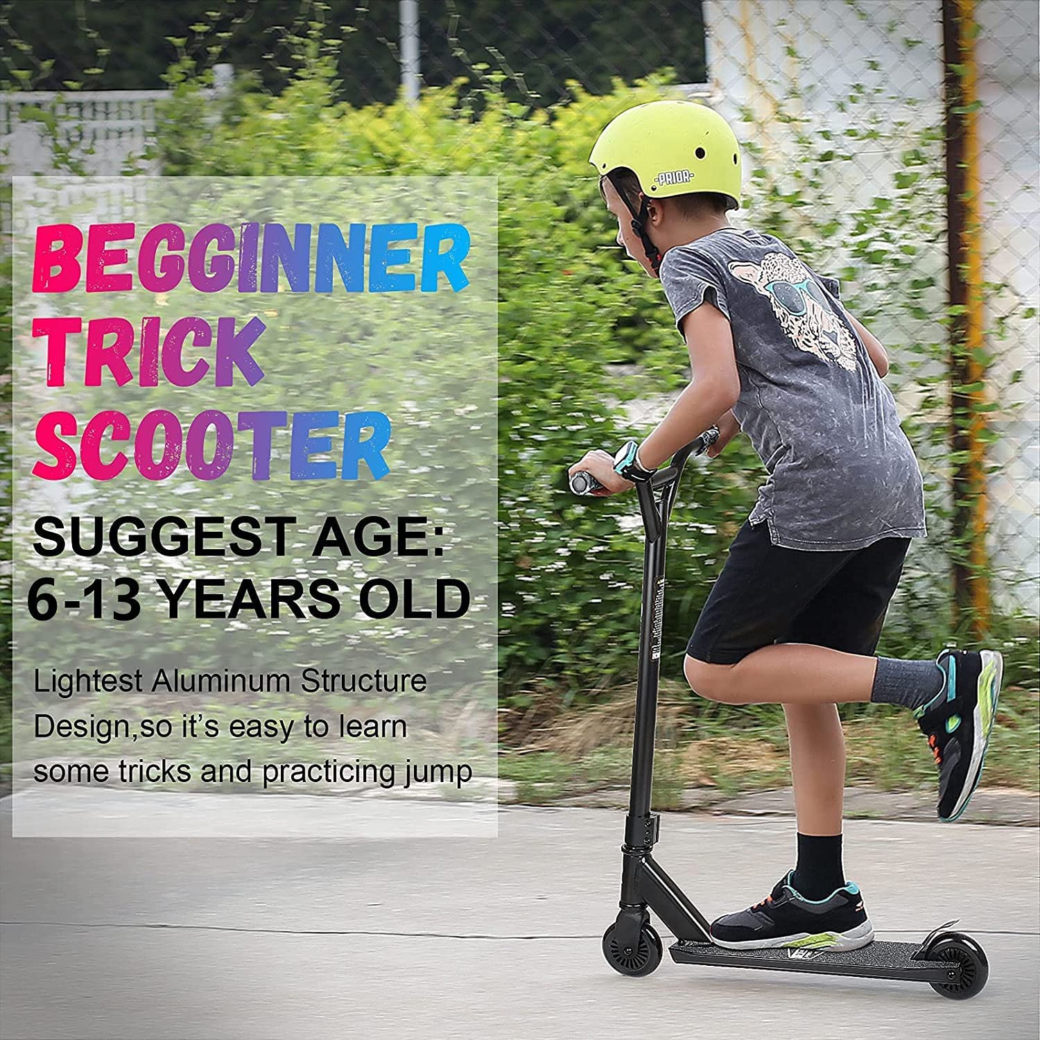 VOKUL Complete Pro Scooter for Kids Boys Girls Teens Up 6 Years - Freestyle Tricks Pro Stunt Scooter - High Performance Gift for Skatepark Street Tricks
