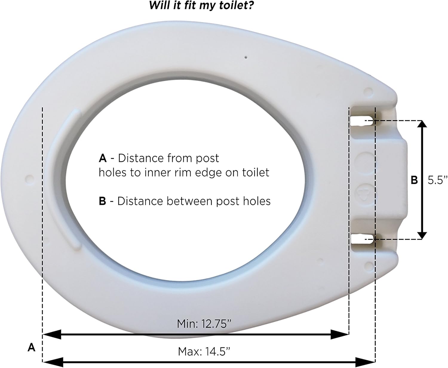 NOVA Toilet Seat Riser, Raised Toilet Seat (For Under Seat), For Standard Toilet Seat: Health & Personal Care