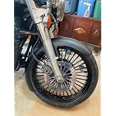 TOFR 21x3.5 Fat Spoke Black Front Wheel For Harley Touring Baggers 84-08 | Fits Harley Touring FLHR FLHRS FLHRC Road King FLHX Street Glide FLTR Road Glide FLHTC Electra Glide 1984-2008