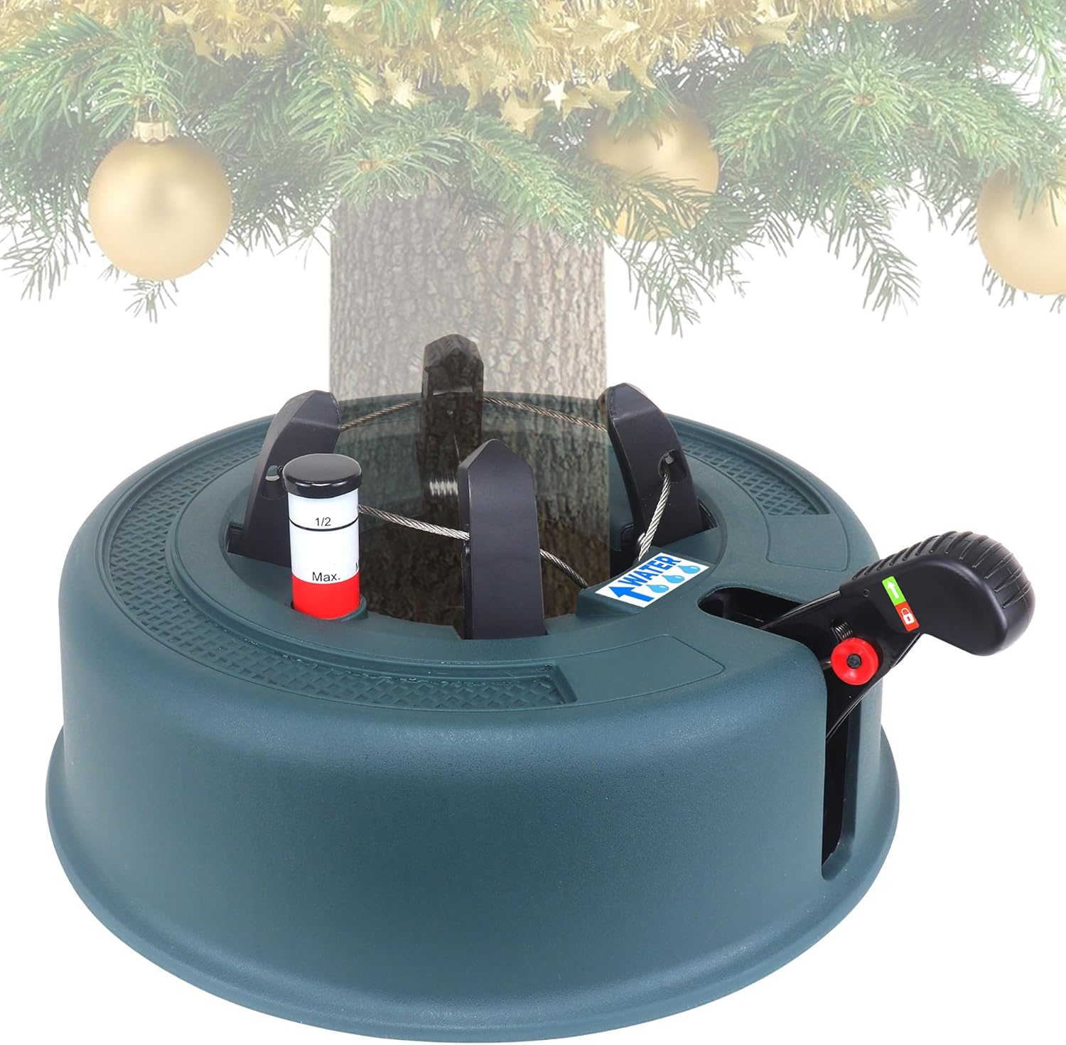Tree Stands - Christmas Tree Stand With Water Reservoir and Fast Clamp - Fits 6ft Tree with 5