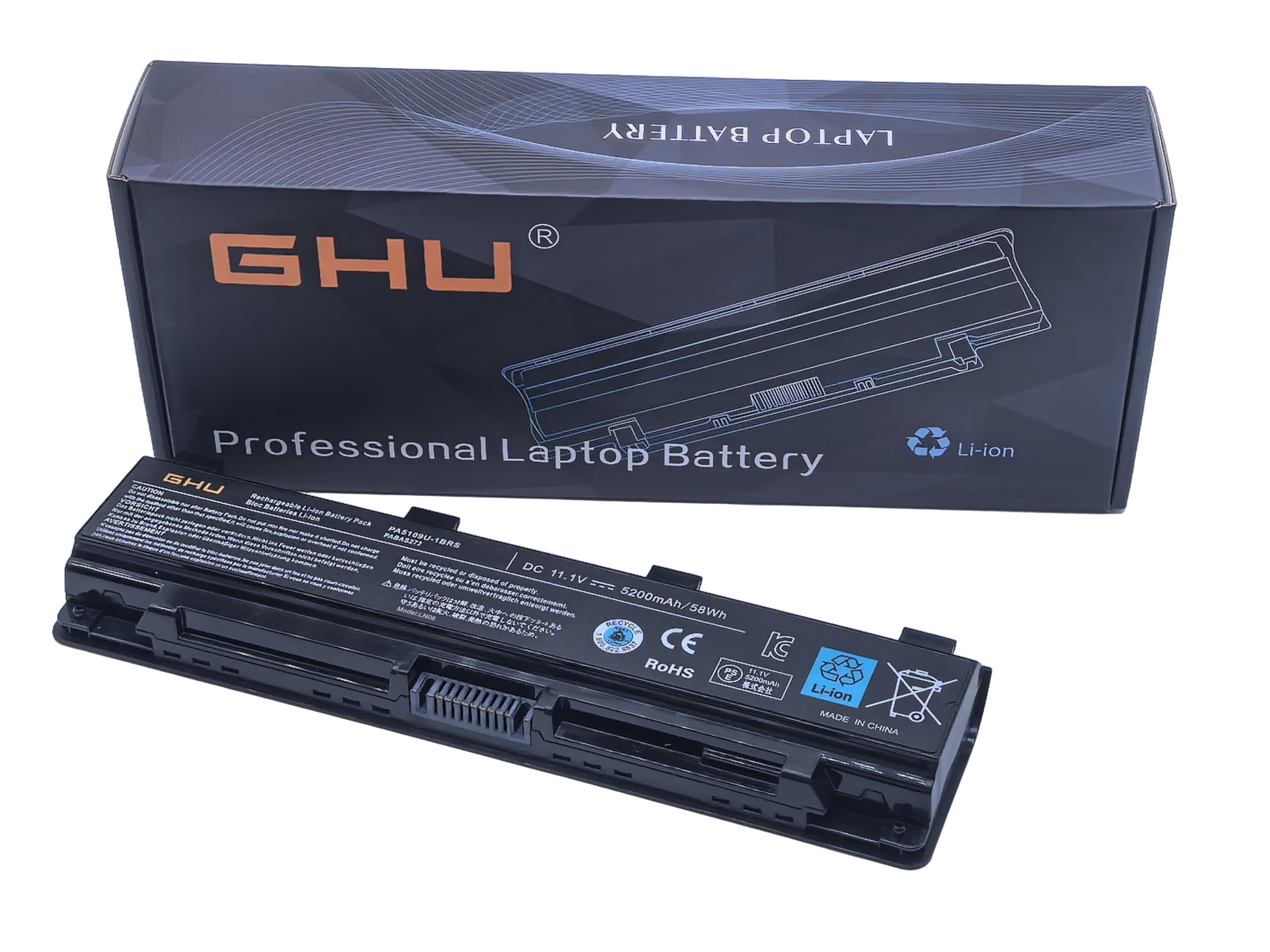 GHU New Replacement Laptop Battery 58 WH PA5109U-1BRS Compatible with Toshiba Satellite PABAS271 PABAS272 PABAS273 C855 C855D L855 L875 P855 P875 S855 S875 PA5110U-1BRS PA5108U-1BRS C55-A