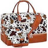 Weekender Bag for Women, Travel Duffel Bag Carry On Overnight Bag with Shoe Compartment Large Nylon Travel Weekend Tote Bag