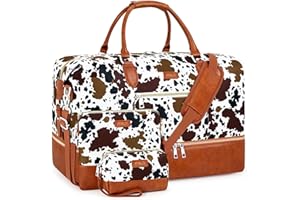 ITIEZY Weekender Bag for Women, Travel Duffel Bag Carry On Overnight Bag with Shoe Compartment Large Nylon Travel Weekend Tote Bag