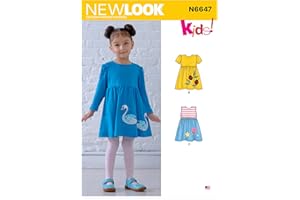 New Look UN6647A Sewing Pattern N6647 Toddlers' Dresses with Appliques, Various, White