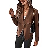 PRETTYGARDEN Women's Faux Suede Jackets 2026 Fashion Fall Clothes Long Sleeve Open Front Cropped Coat Outwear