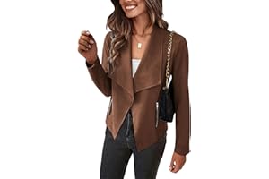 PRETTYGARDEN Women's Faux Suede Jackets 2025 Fashion Fall Clothes Long Sleeve Open Front Cropped Coat Outwear