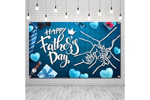 Dydamud Happy Father's Day Backdrop Banner 5x3 ft Large Size Blue Background Photography for Father Day Party Decorations Supplies