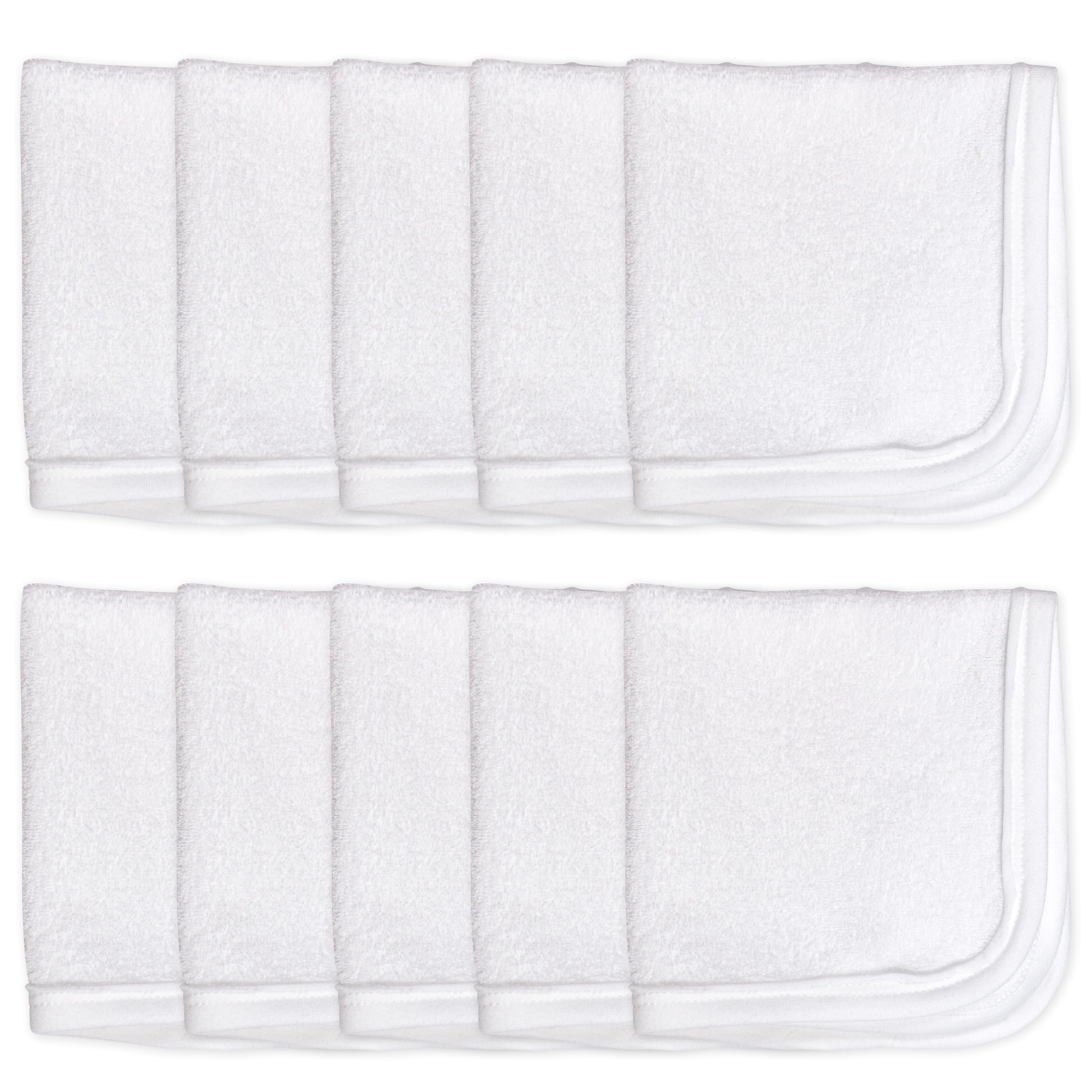 HonestBaby 10-Pack Terry Wash Cloths in Gift Box 100% Organic Cotton for Infant Baby Boys, Girls, 10-Pack White, One Size