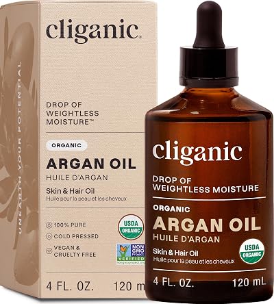 Cliganic USDA Organic Argan Oil 100% Pure Moroccan for Hair Face Skin Cold