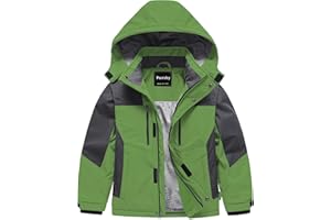 Pursky Boy's Waterproof Ski Jacket Kids Winter Snow Coats Fleece Raincoats Parka