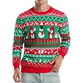Runhit Ugly Christmas Sweater Men Unisex Crew Neck Knitted Ugly Christmas Sweater Women Funny Pullover for Holiday