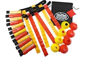 Matty's Toy Stop Deluxe 14-Man Flag Football Set with 7 Yellow Tear Away Belts, 7 Red Tear Away Belts, 4 Yellow Cones, 4 Red Cones, 1 Red Beanbag Flag & Storage Bag - Complete Set