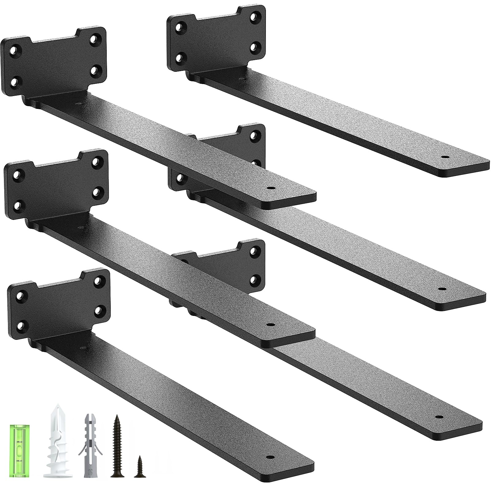 Yeabett 6 Pack Shelf Brackets 30cm, Heavy Duty Wall Brackets, 75kg Load Capacity, Black