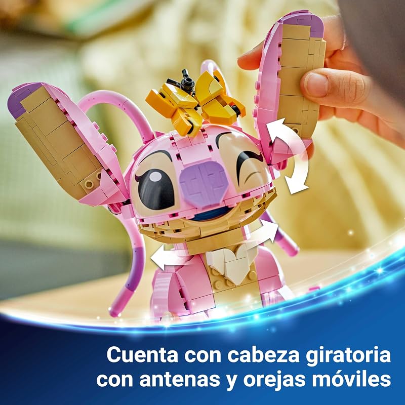 LEGO | Disney Angela - Lilo e Stitch Construction Toy - Articulado Stitch Friend Figura com 3 Balões de Coração e Borboleta - Presente para Meninas e Meninos 9+ Anos e Adultos Fãs 43257