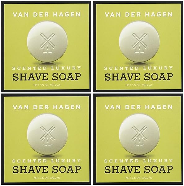 VAN DER HAGEN MEN’S LUXURY SCENTED SHAVE SOAP, 3.5 OUNCE (PACK OF 4)