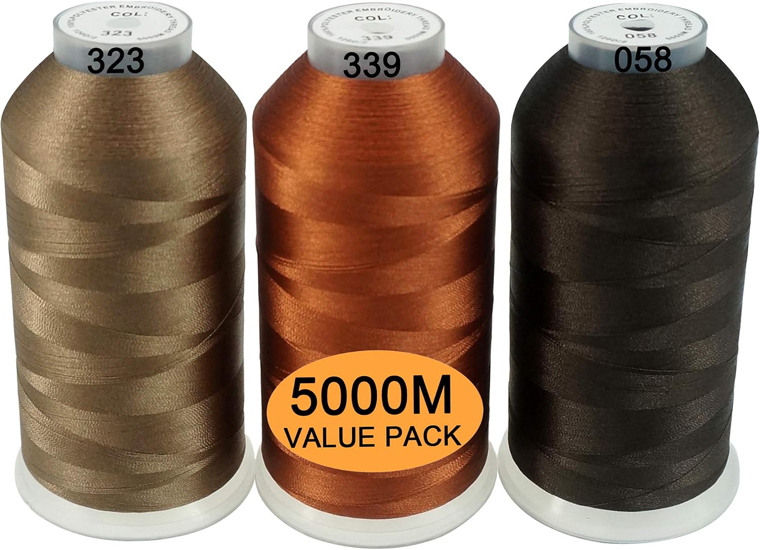 New brothread Set of 3 Different Brown Colors Polyester Machine Embroidery Thread Huge Spool 5000M for All Embroidery Machines