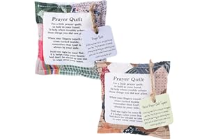 Fanfanwin 2 Pack Prayer Quilt with Cross Inside Squares Pocket Mini Scripture Prayer Quilt Encouragement Christmas Christian Gifts for Women Pastor Appreciation