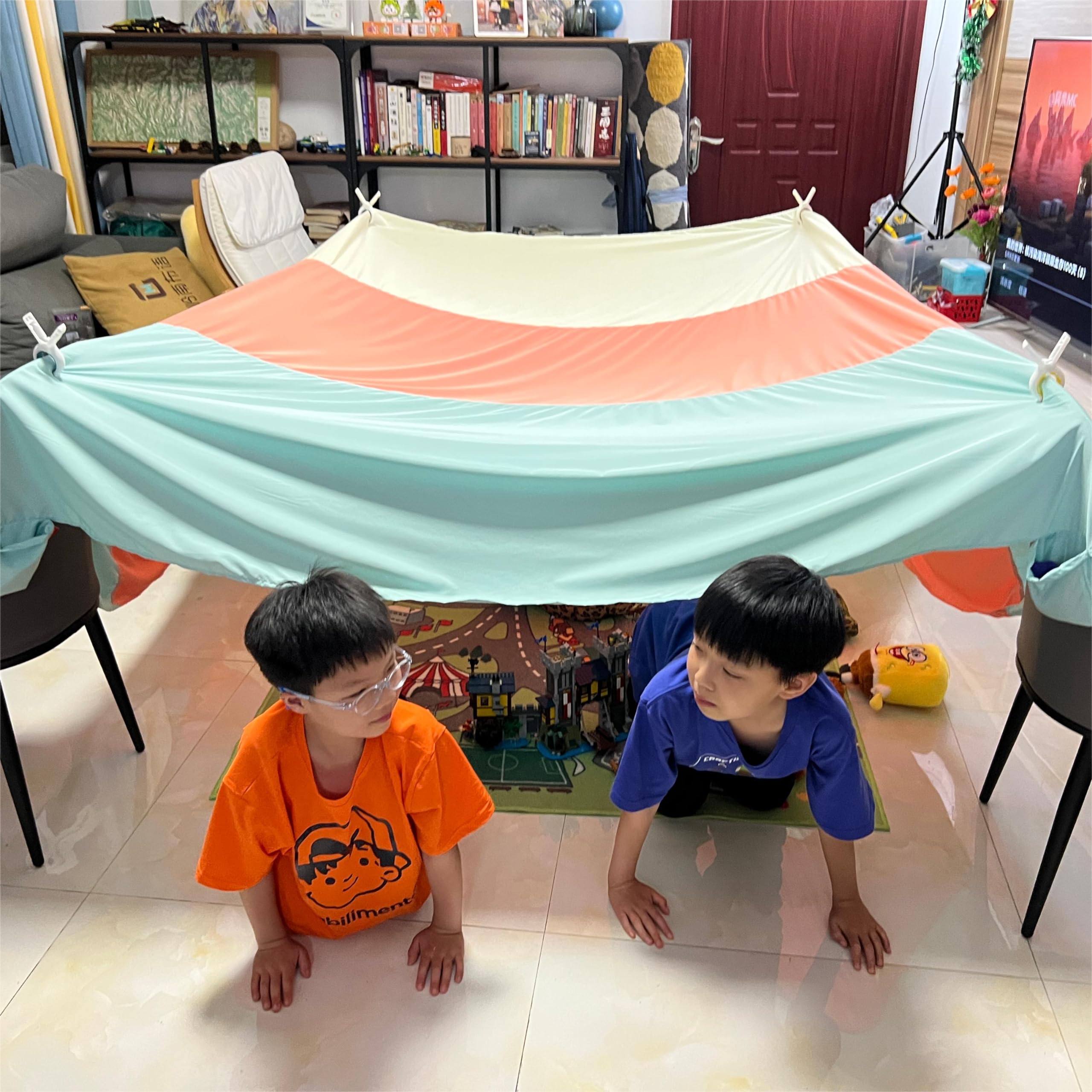 Magic Fort Building Kit for Kids - Large Lightweight Blanket Fort Making Kit Clips with CPC Certification - Portable Playhouse Play Tent Fort - Indoor/Outdoor Girls/Boys Toys Ages 4-5 6 7 8-12