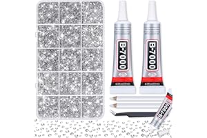 B-7000 Glue with 14000Pcs Craft Rhinestones for Clothes, Resin Silver Rhinestones Flatback Gems NonHotfix Rhinestone Bling Ki