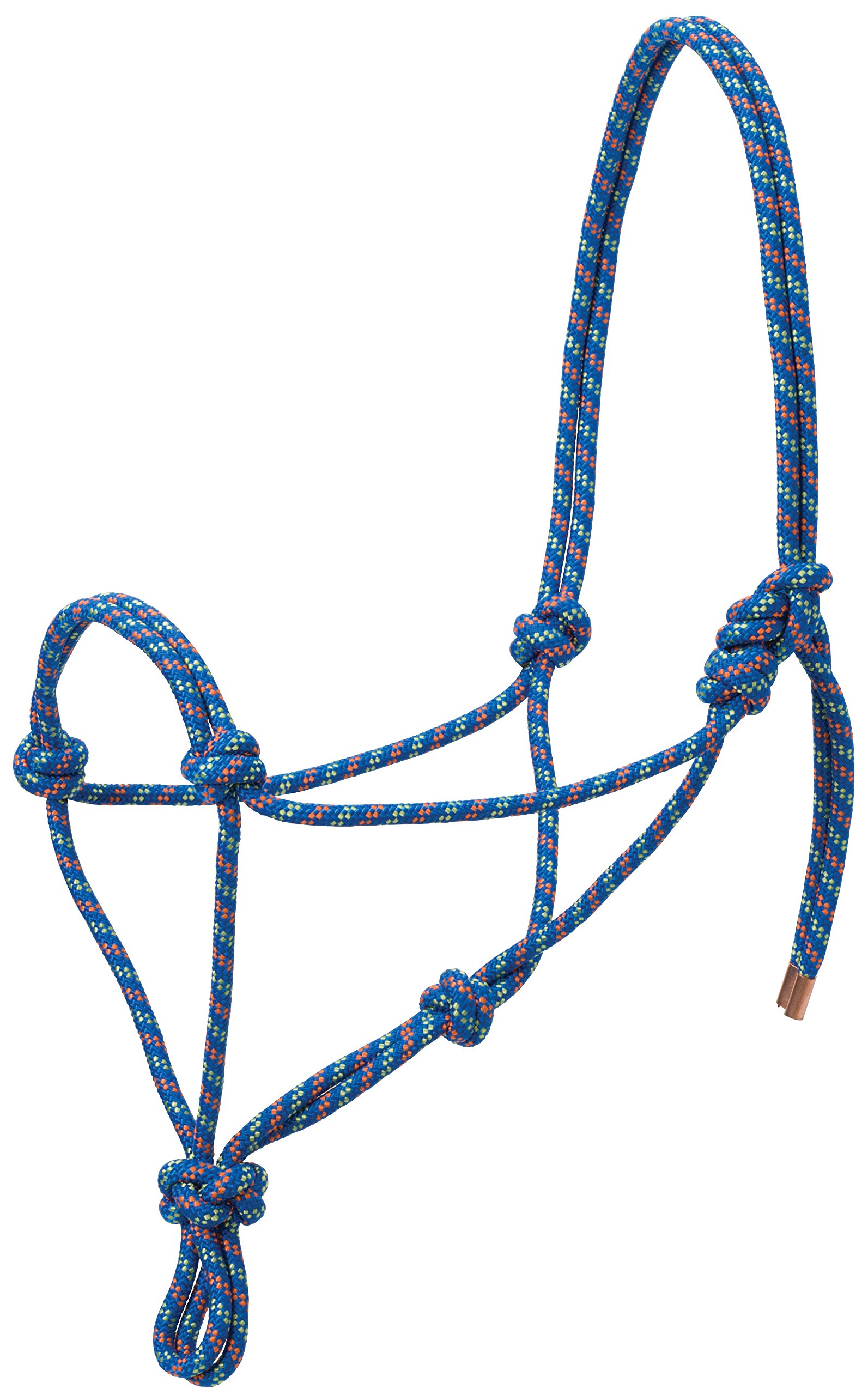Weaver Leather Diamond Braid Rope Halter, Blue/Orange/Lime, Average Horse