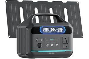 DARAN 300W (Surge 600W) Solar Generator Portable Power Station LiFePO4 Battery, 204.8Wh(64000mAh) Portable Charger with Foldable 30W Solar Panel, AC&DC Outlets, for Camping Home Use RV Outdoor Adventure