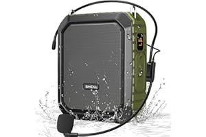 SHIDU Voice Amplifier for Teacher with Portable Microphone and Speaker, 18W Megaphone with Wired Mic Headset, IPX5 Waterproof & Rechargeable Bluetooth Speaker Systems for Tour Guide, Speech, Meeting