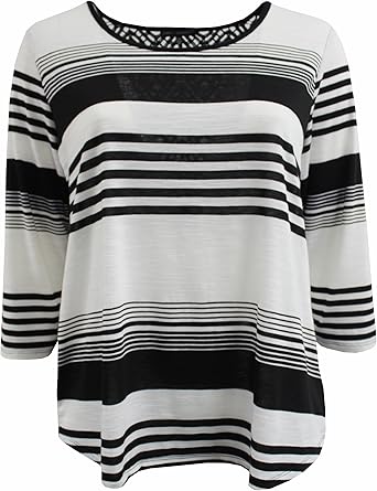 plus size long sleeve black and white striped shirt