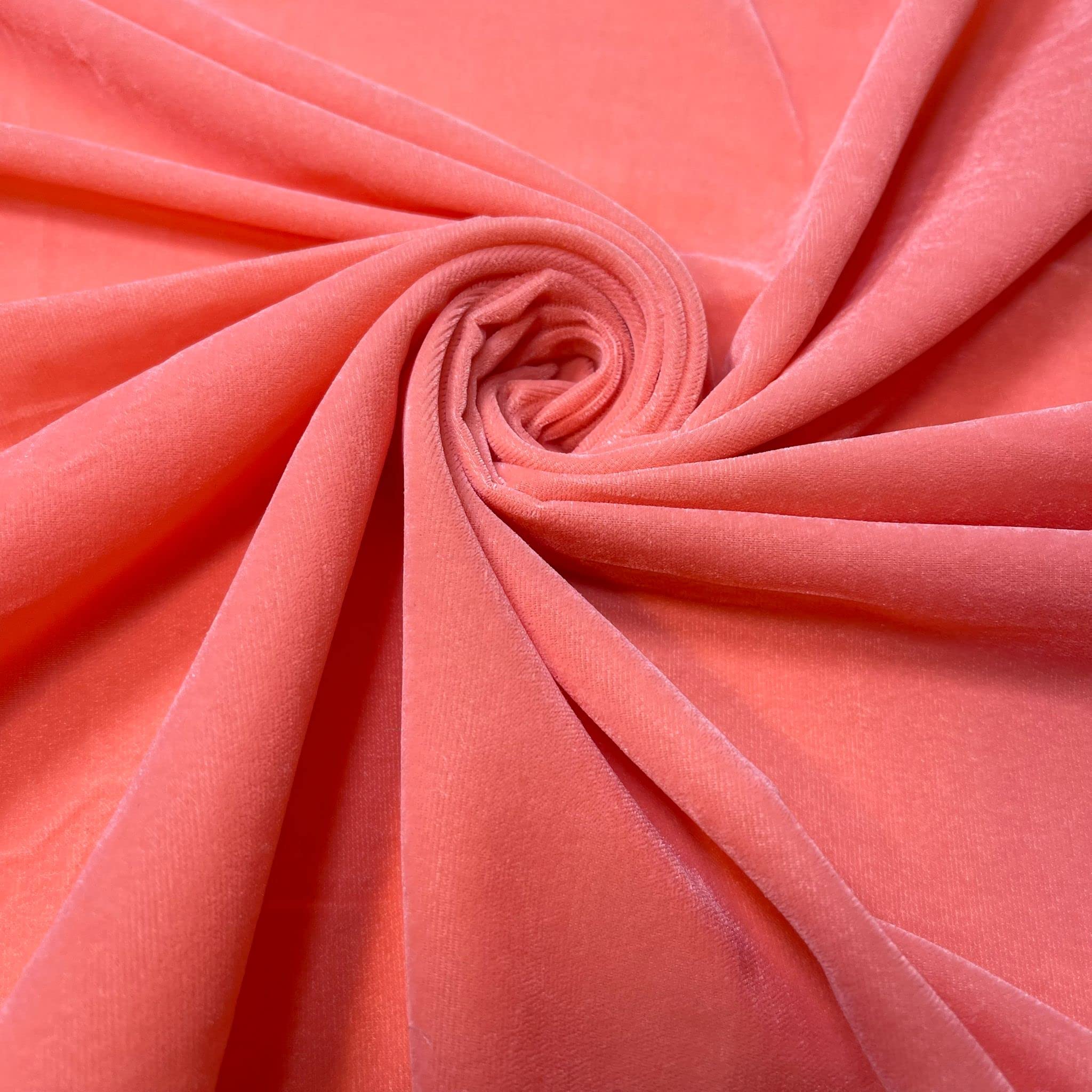 Three Crown Velvet Fabric Soft Strong Material - Home Decor, Curtains, Upholstery, Dress - 112cm Wide (Peach, 2 Meter)