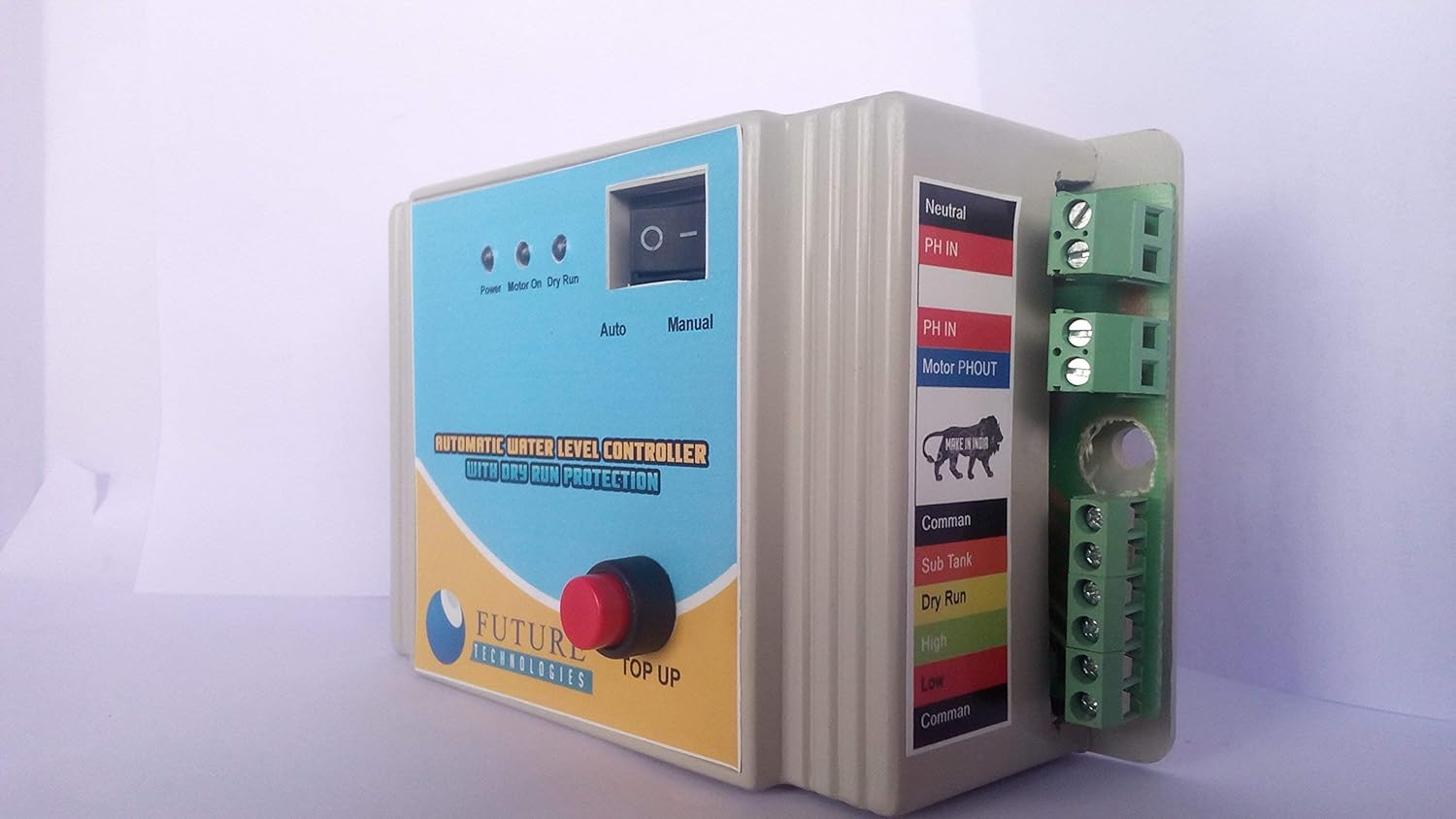 Future + Fully Automatic Water Level Controller with Dry Run Protection, 6 Sensors (White