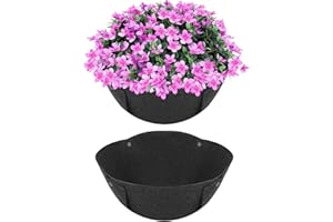 HKZ Hanging Planter Basket Liners - 2 Pack 12 Inch Round Fabric Liners for Hanging Baskets, Replacement Coco Fiber Liner, Durable Non-Woven Liners for Hanging Baskets Planters Flowers, Plants (Black)