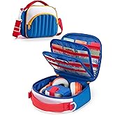 Marscamd Quilted Travel Case Compatible with Yoto Mini (with 33 Card Slots), Carrying Case Compatible with 2024 Yoto Mini, Headphone and Accessories, Blue