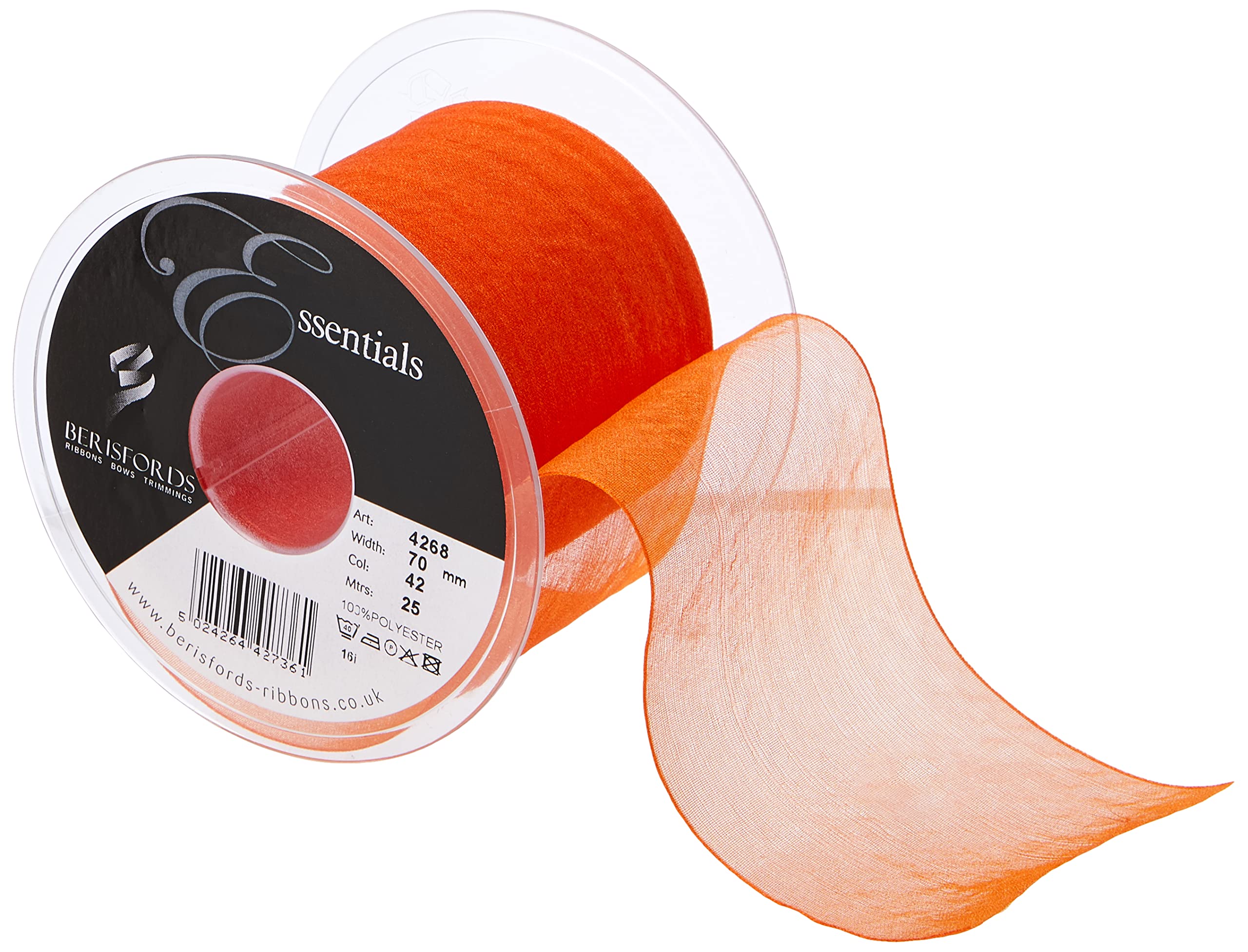 Berisfords Super Sheer, Polyester, Orange, 10.4 x 10.4 x 7.4 cm