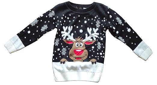 Pull Garçons Filles Rudolph pingouin Noël gai