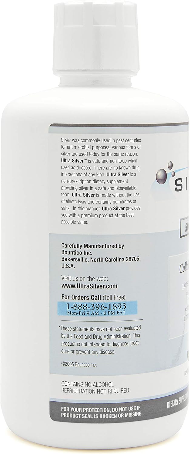 Ultra Silver® Colloidal Silver | 500 PPM, 32 Oz (946mL) | Mineral Supplement | True Colloidal Silver - 4 oz Dropper Bottle (Empty) Included for Dispensing!: Health & Personal Care
