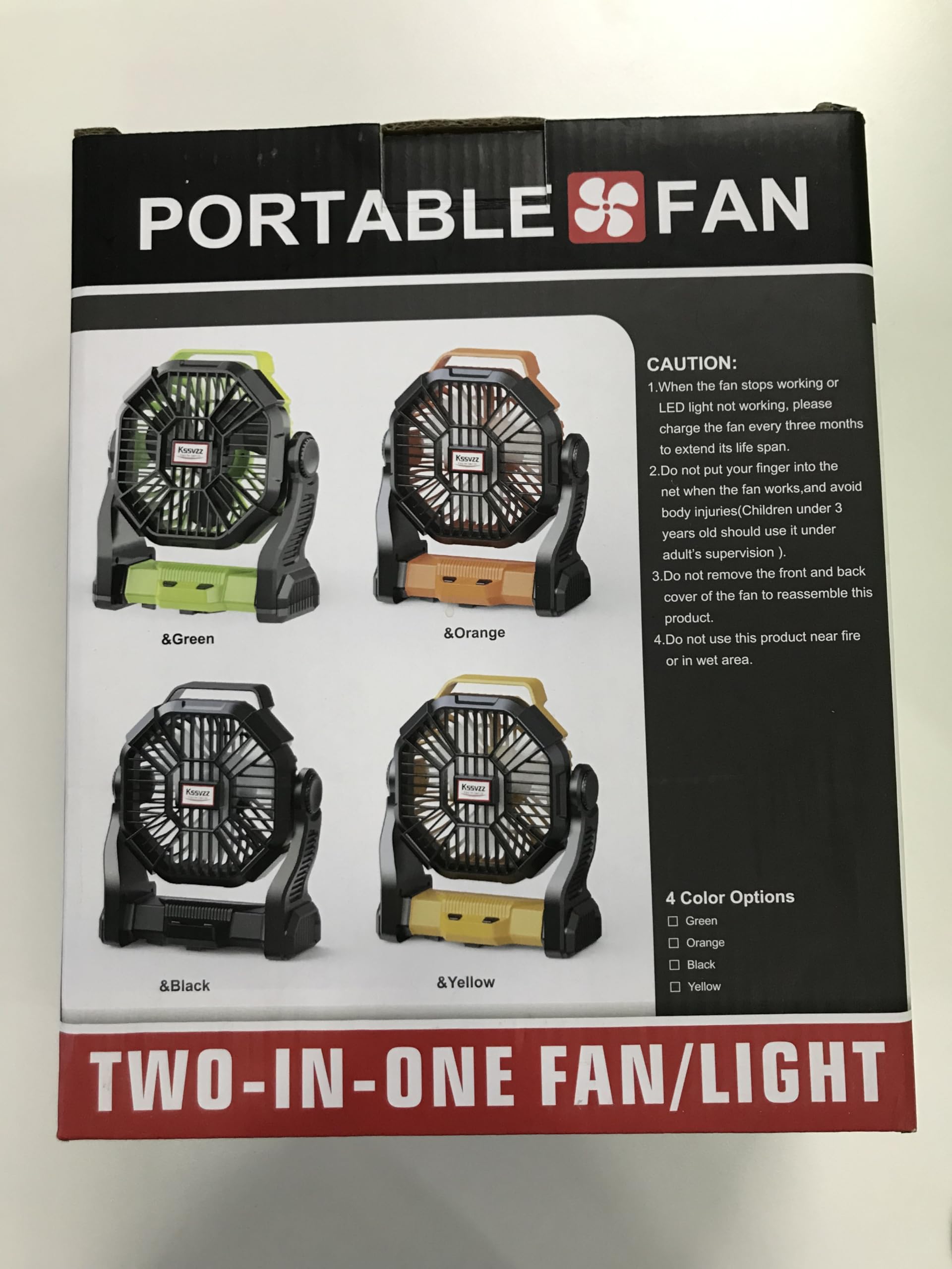 Portable Camping Fan Rechargeable with LED Lantern - 20000mAh Cordless Battery Powered Fan, 4 Speed Quiet USB Table Desk Fan, Battery Operated Tent Fan for Travel, Beach, Fishing, Home&Office (Orange)