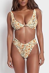 Women's OldLace Floral Bikini Set Cheeky High Cut 2