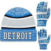 Vintage Classic Skull Cap 3D Embroidery Beanie Cuffed Winter Hat Knit Comes with Warm Gloves Fasion Gifts for Men Women Fans