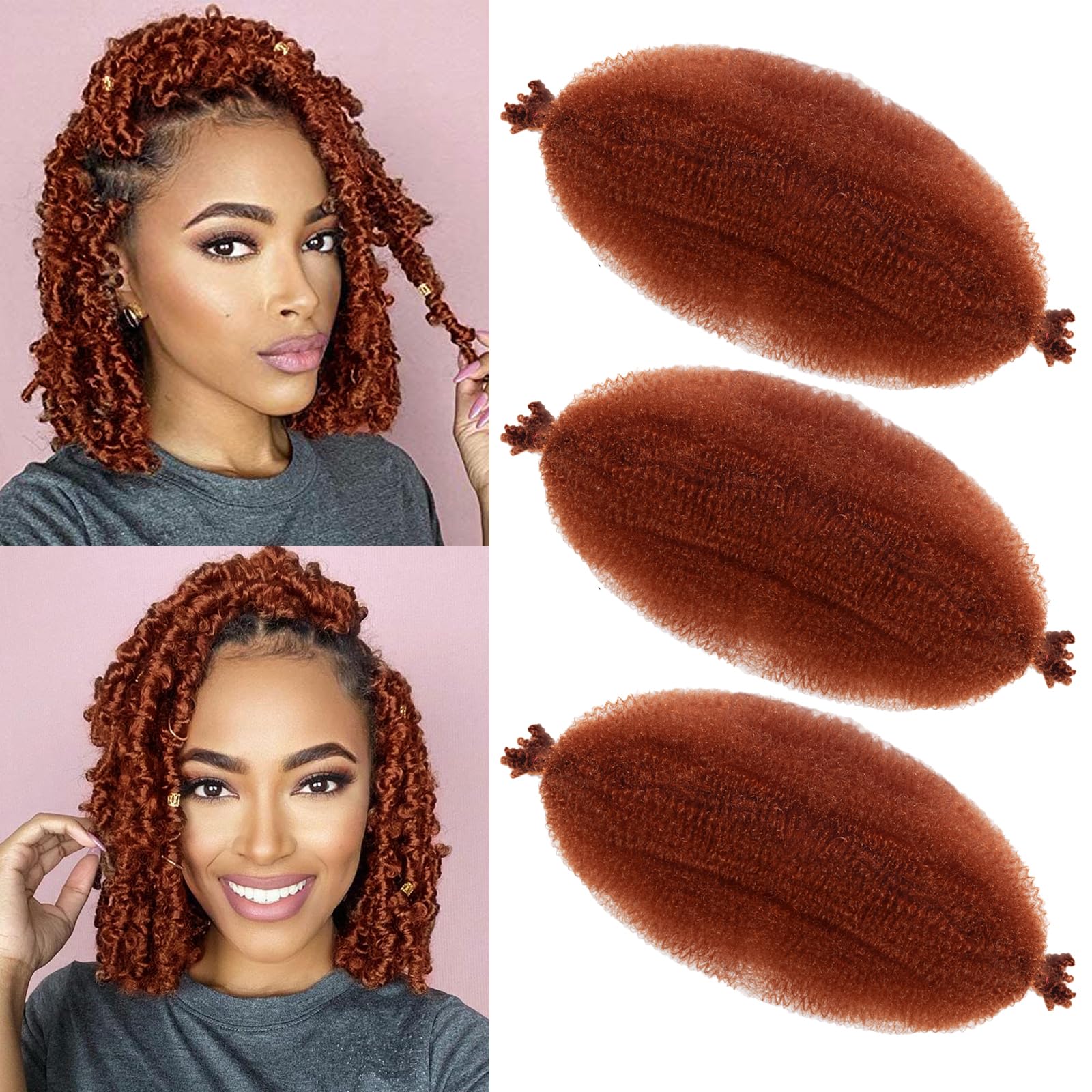 Marley Hair 16 Inch 3 Packs 350# Pre Separated Springy Afro Twist Hair Marley Twist Braiding Hair for Faux Locs Crochet Hair Pre Fluffed Spring Twist Hair Extensions (350#, 16 inch(Pack of 3))