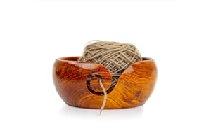 Premium Solid Dark Hard Wood Crafted Wooden Portable Yarn Bowl | Knitting | Crochet Holder | Nagina International (6x6x3 Inch