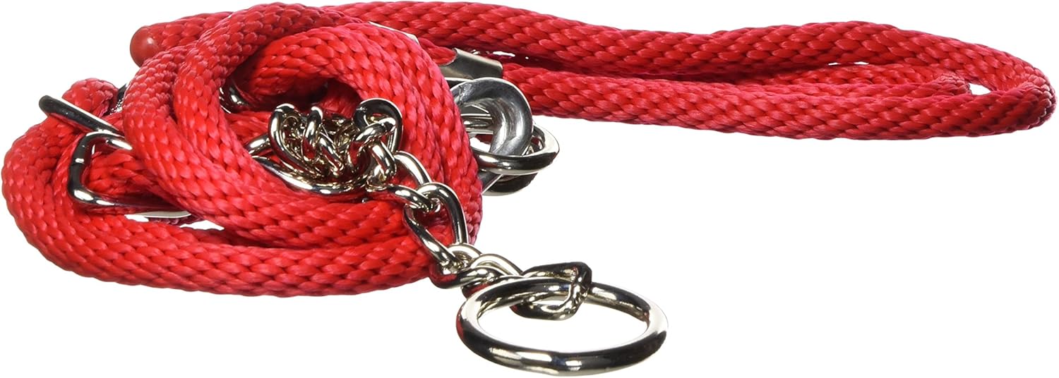 Hamilton Poly Rope Cow Halter with Chain, 3/8Inch, Red