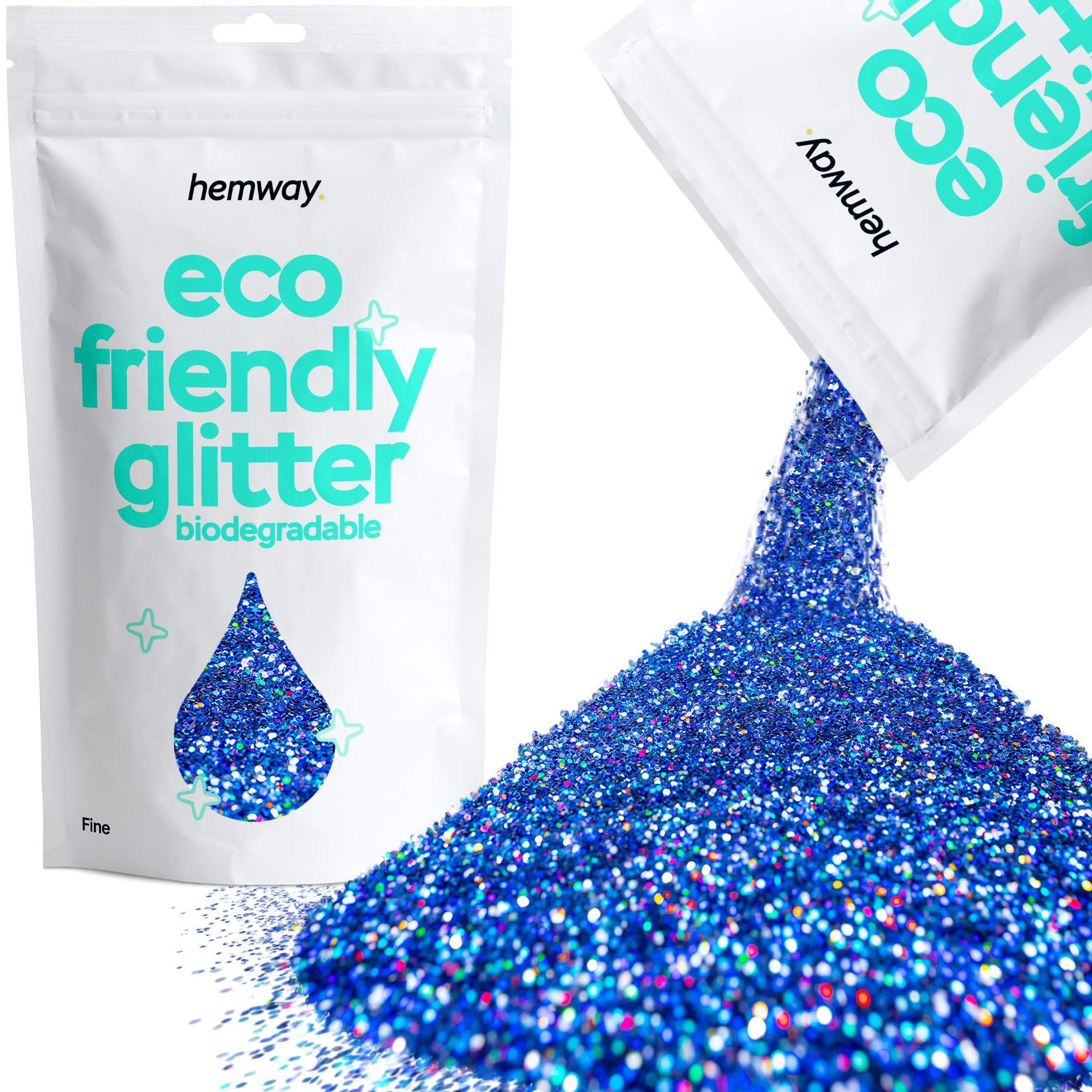 Eco Friendly Biodegradable Glitter | Sapphire Blue Holographic - Fine 100g, Plant Based, Biodegradable Glitter for Craft, Face, Hair, Nail, Body and Festival - Hemway — image 1
