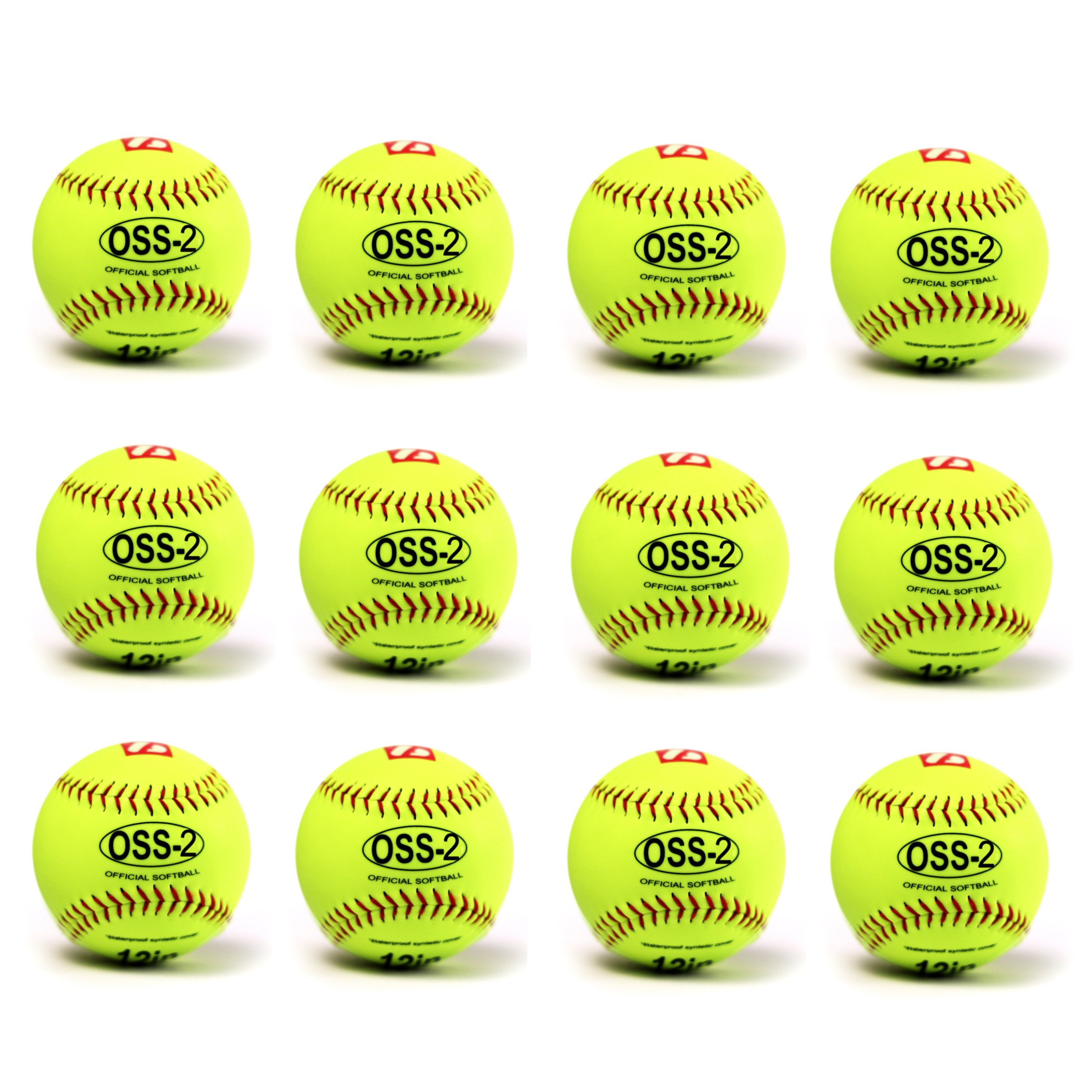 OSS-2 practice softball ball, soft touch, size 12", yellow, 1 dozen