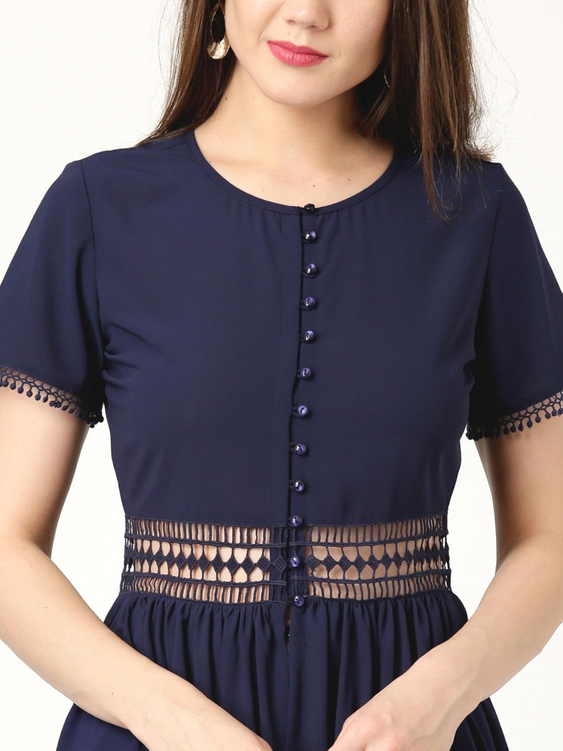 marie claire women navy solid maxi top (mc10209)