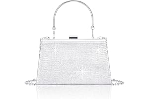 Larcenciel Women's Evening Handbags, Glitter Top Handle Evening Purse w/Chain, Chic Party Clutch for Prom Wedding Cocktail