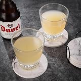 STAR POINT Marble Style Ceramic Coasters Set of 6 with Cork Base Holder 4 Inch view 7